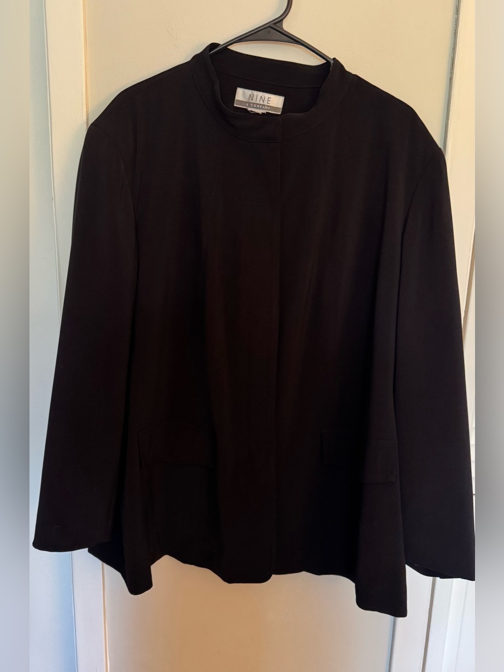 Nine & Company Black Blazer Jacket Hidden Button Front Fits XXL